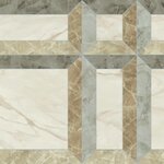 Obklad na stěně Versace Tarsia avorio apuano na podlaze dekor prospect avorio lux 3D v obývacím pokoji - Designová dlažba a obklad Tarsia