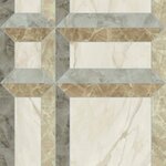 Obklad na stěně Versace Tarsia avorio apuano na podlaze dekor prospect avorio lux 3D v obývacím pokoji - Designová dlažba a obklad Tarsia