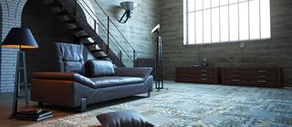 Obývací pokoj s obklady a dlažbou imitující dřevo Picasso