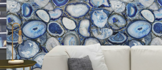 Onyxový dekor obkladu Agate modrá barva obývací místnost stěna
