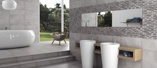 Koupelnový obklad Maison šedá barva imitace betonu mozaika v koupelně
