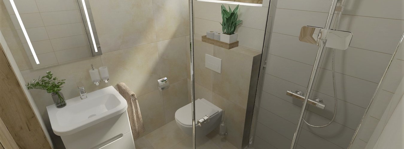 Béžová levná dlažba Welford ivory 60x60 cm v koupelně
