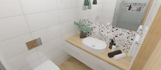 Moderní koupelna - bílé + dekorované obklady s jemnými barvami z kolekce Crystal