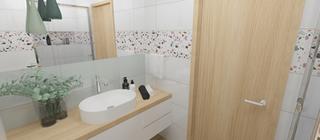 Návrh koupelny s novinkou Crystal - bílé obklady + barevný dekor