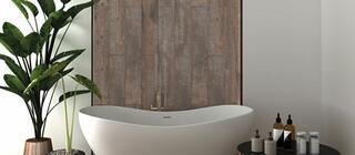 Dlažba imitace dřeva Old wood south v komerčním prostoru hnědá barva