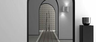 Designová dlažba Egeo gray na podlaze v interiéru barva šedá a terakotová