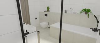 Nadčasová minimalistická koupelna s dlažbou Nile v krémové barvě