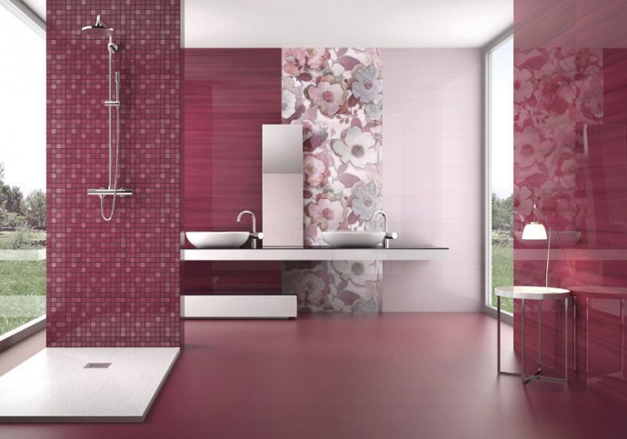 Obklady a dlažba do koupelny PRIVILEGE - červená - Sytě rudé designové obklady do koupelny inspirace.Obklady a dlažba do koupelny PRIVILEGE - červená - Sytě rudé designové obklady do koupelny inspirace.