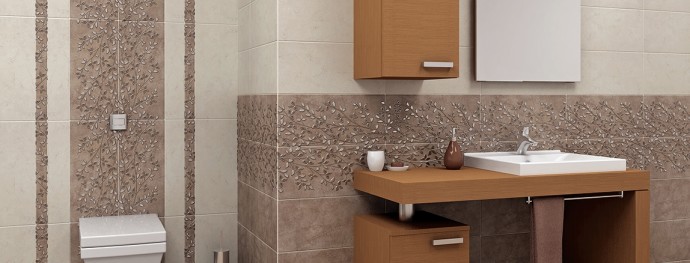 Koupelnová série Tuana - Koupelna s designovými obklady v hnědé barvě Tuana.Koupelnová série Tuana - Koupelna s designovými obklady v hnědé barvě Tuana.
